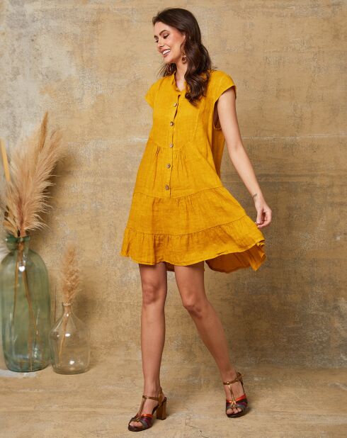 Abito Deka 100% lino senape