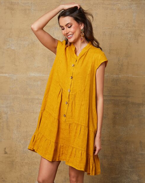 Abito Deka 100% lino senape