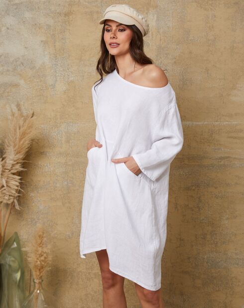 Witte jurk van 100% Linnen Direct
