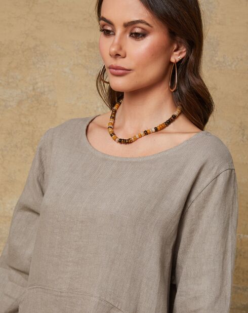 Taupefarbenes Kleid von Direct aus 100% Leinen