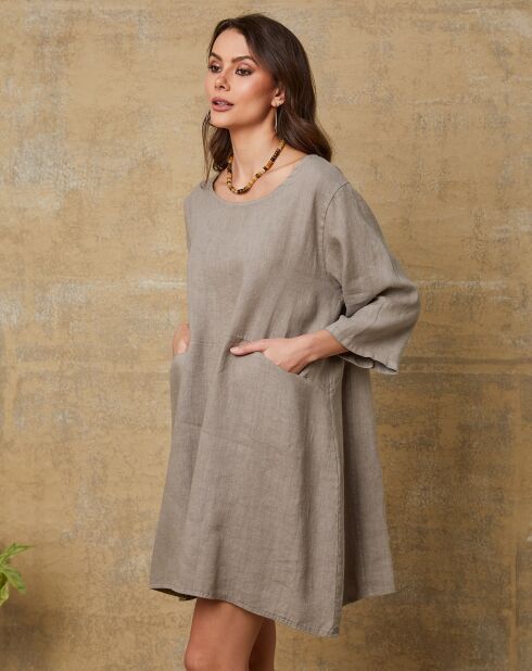 Taupefarbenes Kleid von Direct aus 100% Leinen