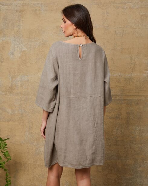 Taupefarbenes Kleid von Direct aus 100% Leinen