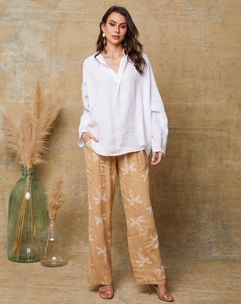 Weiße Bluse Dola aus 100% Leinen