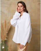 Weiße Bluse Dola aus 100% Leinen