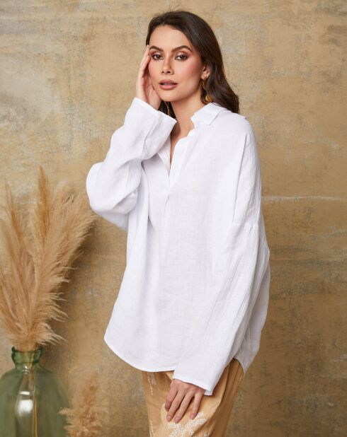 Weiße Bluse Dola aus 100% Leinen