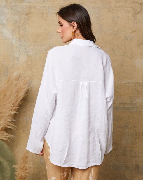 Weiße Bluse Dola aus 100% Leinen