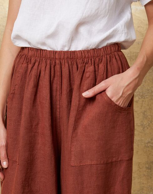 Erus Caramel Pantacourt aus 100% Leinen