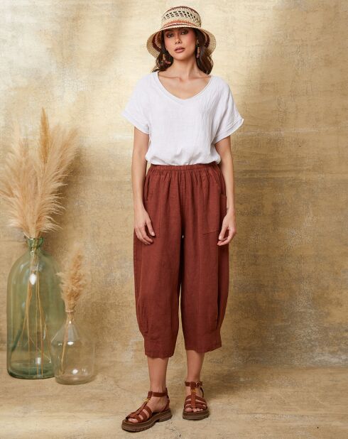 Erus Caramel Pantacourt aus 100% Leinen