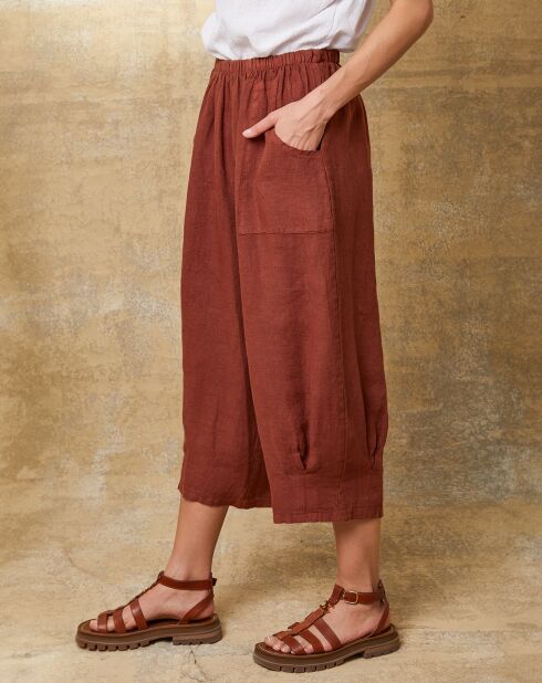 Erus Caramel Pantacourt aus 100% Leinen