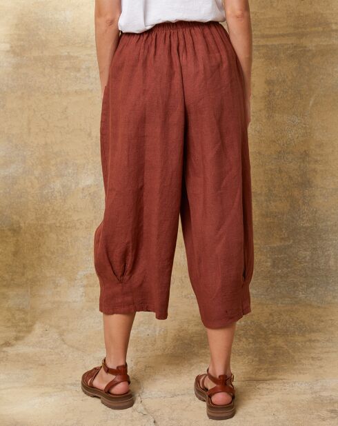 Erus Caramel Pantacourt aus 100% Leinen