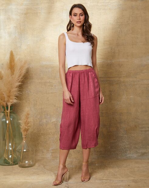 Pantaloni Erus lampone 100% lino