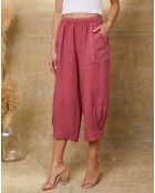 Pantacourt 100% Lin Erus framboise