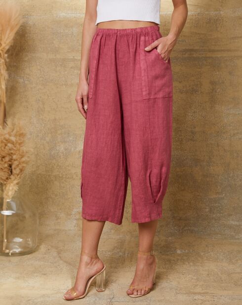 Pantacourt 100% Lin Erus framboise