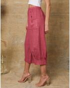 Pantacourt 100% Lin Erus framboise