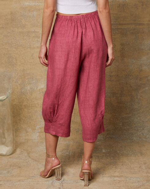 Pantacourt 100% Lin Erus framboise