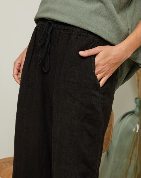 Garancel schwarze Hose aus 100% Leinen
