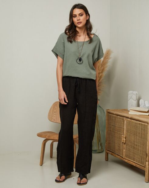 Garancel schwarze Hose aus 100% Leinen