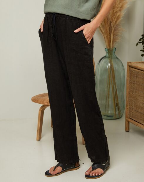Garancel schwarze Hose aus 100% Leinen