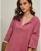 100% linnen Granael oudroze jurk