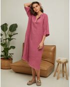 100% linnen Granael oudroze jurk