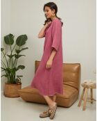 100% linnen Granael oudroze jurk