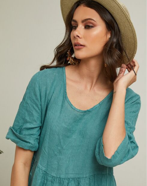 Gustav groene jurk van 100% linnen