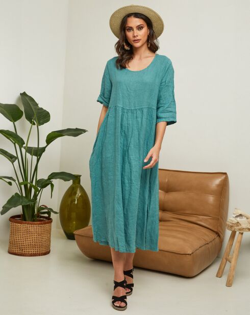 Gustav groene jurk van 100% linnen