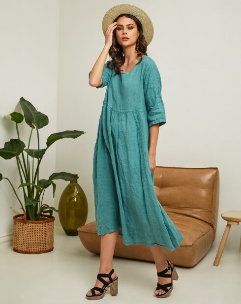 Gustav groene jurk van 100% linnen