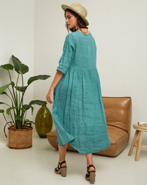 Gustav groene jurk van 100% linnen