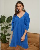 Robe 100% Lin Jasmine bleu éléctrique