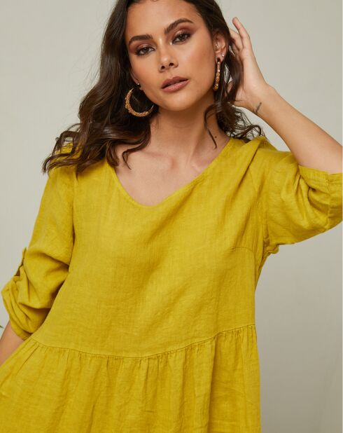 Lantana saffraanjurk van 100% linnen