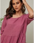 Robe 100% Lin Lantana vieux rose