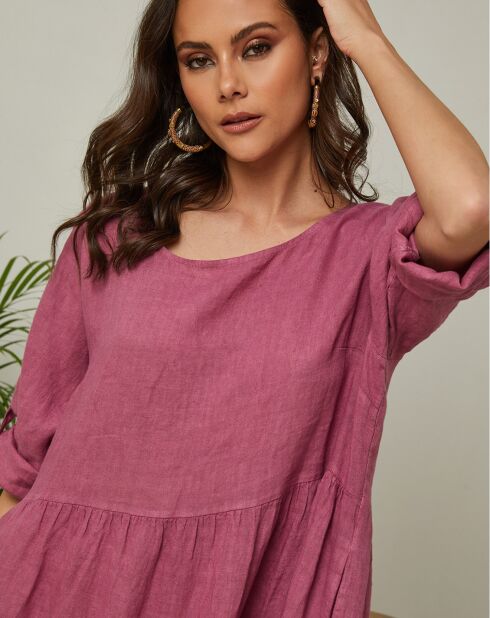 Robe 100% Lin Lantana vieux rose
