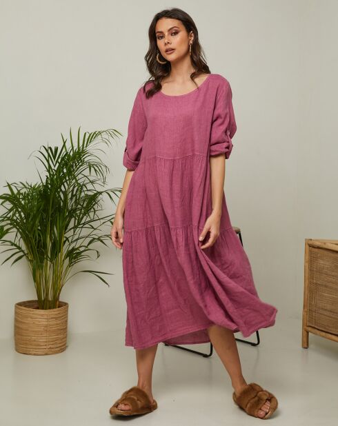 Lantana jurk van 100% linnen oud roze