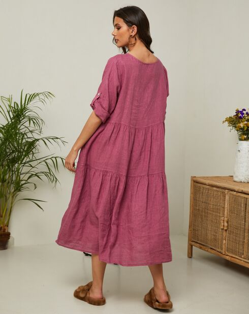 Lantana jurk van 100% linnen oud roze