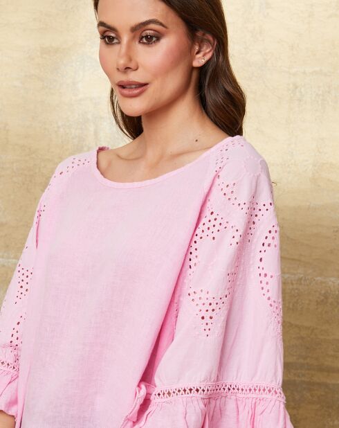 Louisa puderrosa Tunika aus 100% Leinen