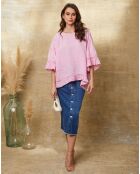 Louisa puderrosa Tunika aus 100% Leinen