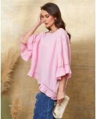 Louisa puderrosa Tunika aus 100% Leinen