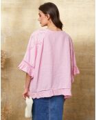 Louisa puderrosa Tunika aus 100% Leinen