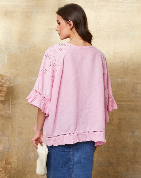 Louisa puderrosa Tunika aus 100% Leinen