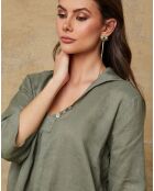 Khaki-Kleid Mouna aus 100% Leinen