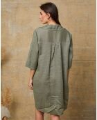 Khaki-Kleid Mouna aus 100% Leinen