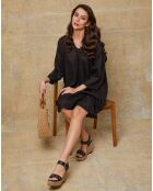 100% linnen Mouna zwarte jurk