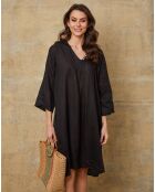 100% linnen Mouna zwarte jurk