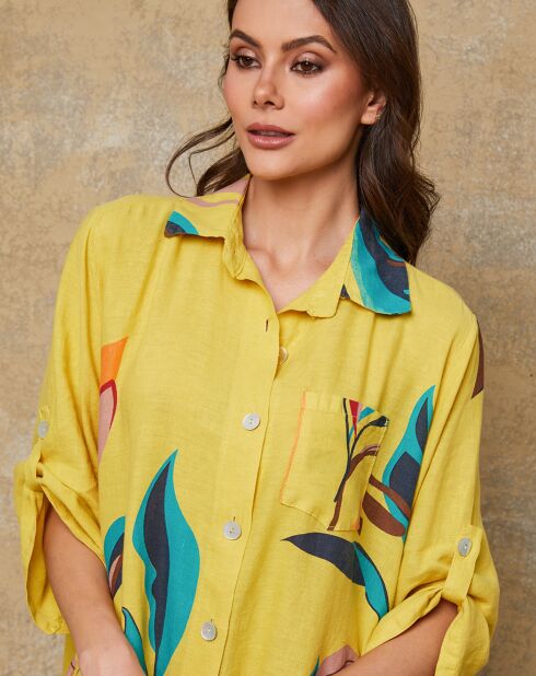 Robe en Lin mélangé Olga jaune