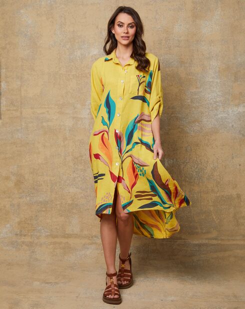 Robe en Lin mélangé Olga jaune