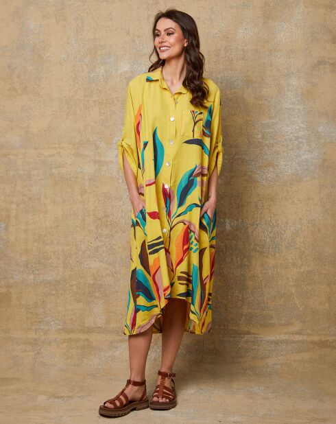 Robe en Lin mélangé Olga jaune