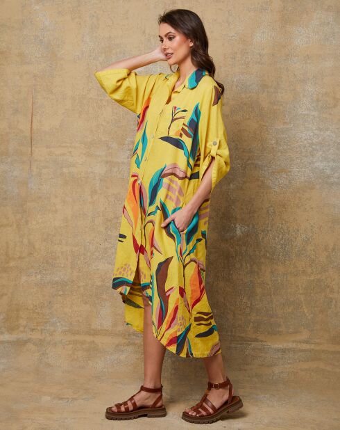 Robe en Lin mélangé Olga jaune