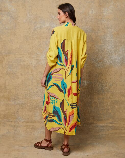 Robe en Lin mélangé Olga jaune