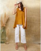 Ottilie Mustard top van 100% linnen